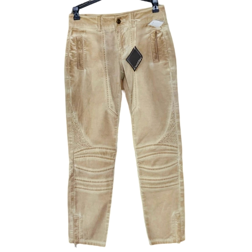 NWT Cotelac Beige Sali Ombre Moto Biker Tapered Jeans Women's Size 0‎